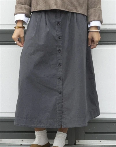 Elsk - Poplin Nederdel - Asphalt Grey